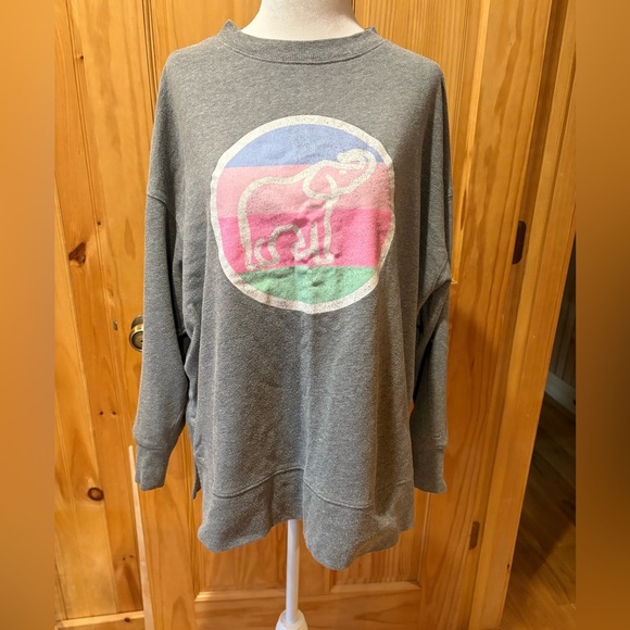 Crown & Ivy Gray pastel Elephant Graphic Sweatshirt vintage 90’s - Picture 1 of 11